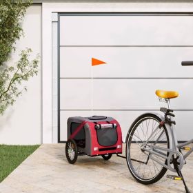 Pet Bike Trailer Red and Grey Oxford fabric, iron, PVC Foldable