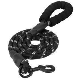 5FT Dog Leash Dog Training Walking Lead w/ Foam Handle Highly Reflective Treads Strong Nylon Dog Rope For Small Medium Dogs (Option: hBlack)