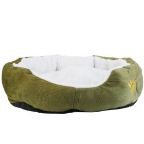 Pet Dog Bed Soft Warm Fleece Puppy Cat Bed Dog Cozy Nest Sofa Bed Cushion For S/M Dog (Option: dGreen)