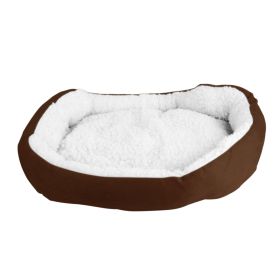 Pet Dog Bed Soft Warm Fleece Puppy Cat Bed Dog Cozy Nest Sofa Bed Cushion For S/M Dog (Option: dBrown)