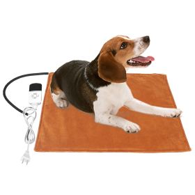 Pet Heating Pad Waterproof Electric Heating Mat Warming Blanket with 9 Heating Modes 4 Timer Settings Washable Cover Chew Resistant Cord Case (Option: rown_US)