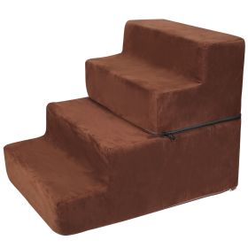 Dog Stairs Pet Step For Bed Couch Sofa Car 4 Steps Soft Foam Detachable Dogs Cats Climb Ladder (Option: rBrown)