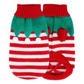 Pet Christmas Turtleneck Sweater Dog Cat Christmas Clothes Snowman Stripes Costume Winter Holiday Sweater for Small Medium Kitten Puppy Cats Dogs (Option: rball_M)