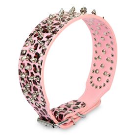 Dog Leather Collar Spiked Studded Pet Dog Collar Adjustable Neck Pitbull Mastiff Collar (Option: rLeo_L)
