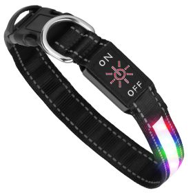 Light Up Dog Collar LED Dog Collar Safety Night Glowing Dog Collar with 9 Light Colors IPX7 Waterproof USB Rechargeable S/M/L (Option: ollarS)