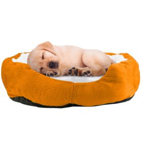 Pet Dog Bed Soft Warm Fleece Puppy Cat Bed Dog Cozy Nest Sofa Bed Cushion For S/M Dog (Option: Orange)