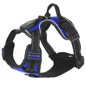 Light Up Dog Harness Rechargeable LED Dog Harness No Pull Lighted Dog Vest with Handle for Small/Medium/Large Dogs (Option: kBlue_M)