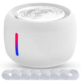 2.5L 84.54OZ Pet Water Fountain Smart Pet Drinking Fountain with LED Light 7 Pack Replaceable Filters Water Level Quiet Pump Dry-Run Protection Cat Do (Option: nWhite)