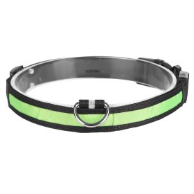 LED Dog Collar USB Rechargeable Adjustable Dog Safety Collar Night Safety Flashing Luminous Light up Collar (Option: S_Green)