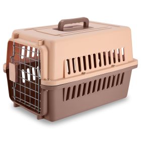 Travel Dog Kennel Carrier Handheld Pet Crate Cage Cat Rabbit Carrier Box w/ 11lbs Max Load Safety Squeeze Latch (Option: erGrey)