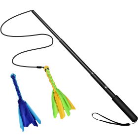 Extendable Dog Flirt Pole with Lure 10.23-26.77in Teaser Wand with 2 Replaceable Interactive Tail Toys For Small Medium Large Dogs Training Exercise T (Option: eBlack)